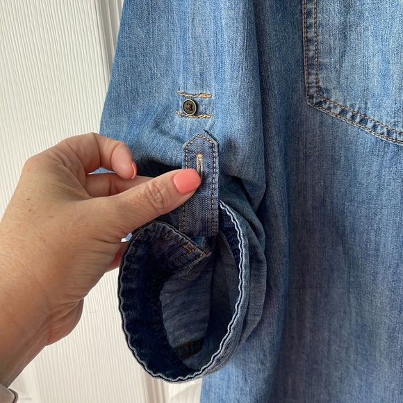 ANA Long Sleeve Chambray Button Down Denim Shirt Medium Blue Denim PXXL so soft - Picture 5 of 10